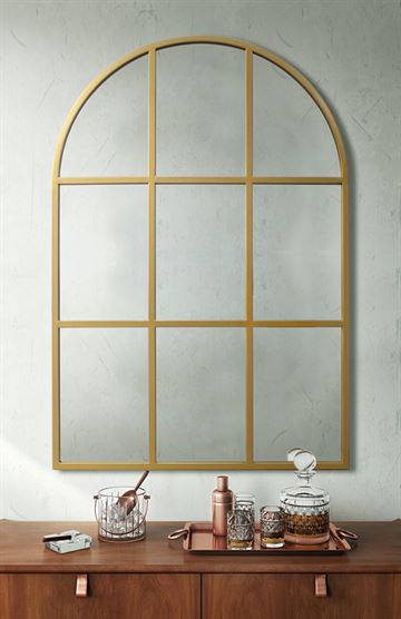 Speil med gullfarget ramme i jern 125 x 85 cm